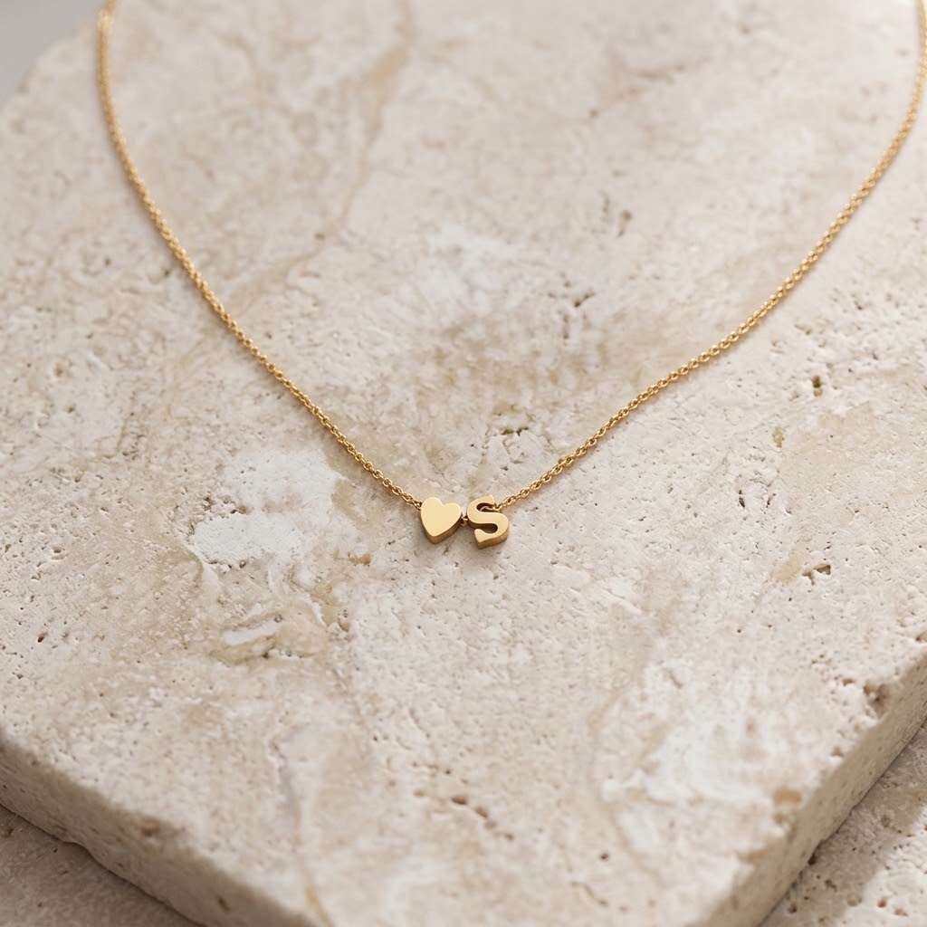 Collar con colgante de letra inicial de la A a la Z y corazón para mujer, de acero inoxidable chapado en oro, moderno, cadena personalizable DIY, joyería