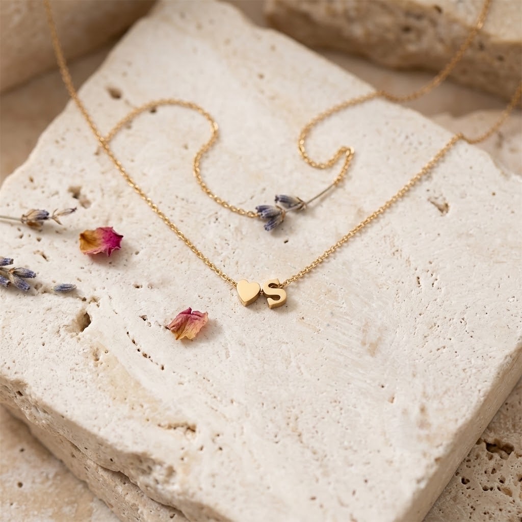 Collar con colgante de letra inicial de la A a la Z y corazón para mujer, de acero inoxidable chapado en oro, moderno, cadena personalizable DIY, joyería