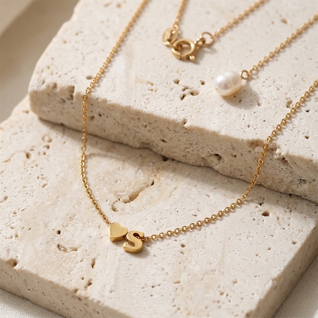 Collar con colgante de letra inicial de la A a la Z y corazón para mujer, de acero inoxidable chapado en oro, moderno, cadena personalizable DIY, joyería